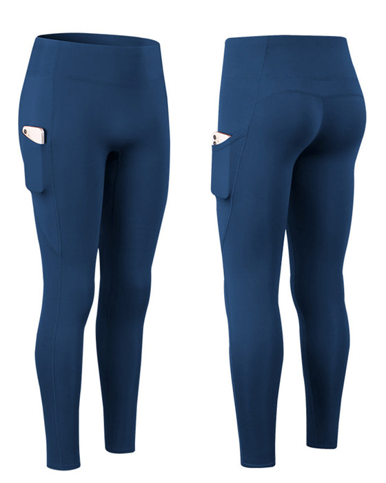 Ensfarvede leggings med fleecelommer