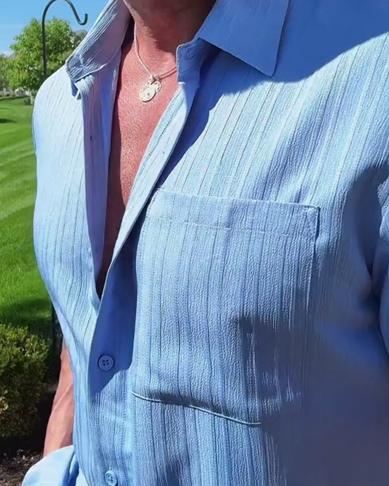 Skjorte Ensfarvet Kort Ærme Casual