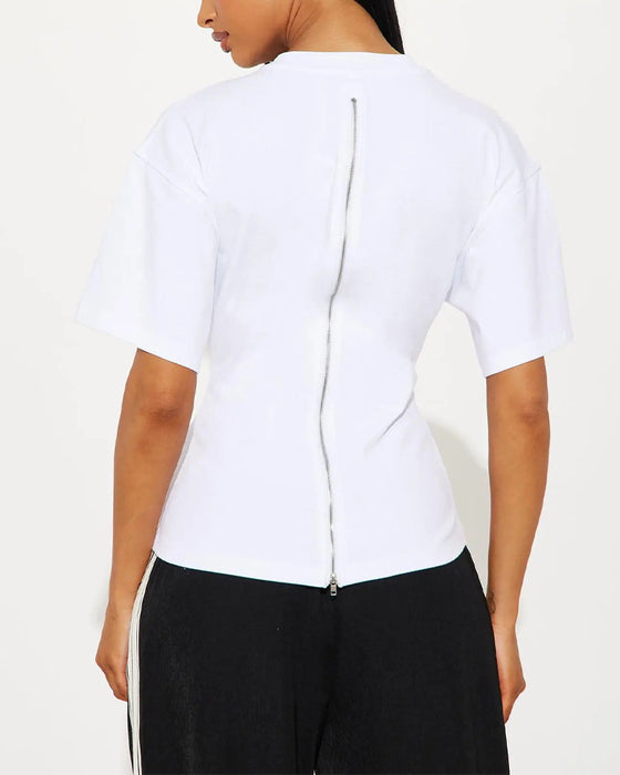 T-Shirts Løs Drop Skulder Bag Lynlås