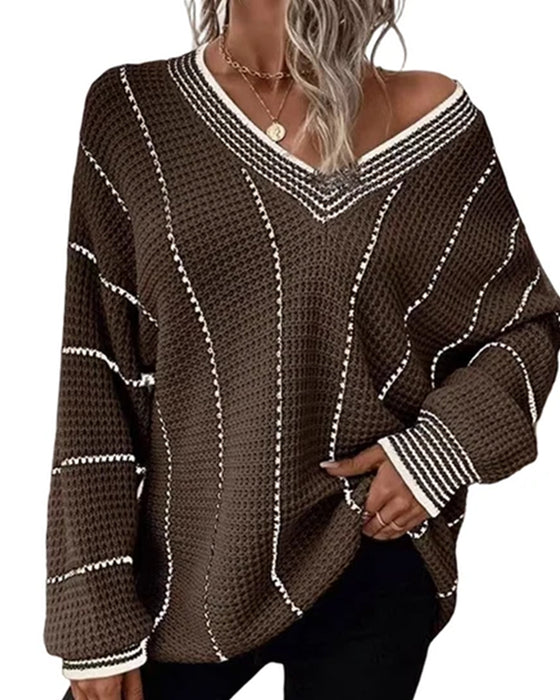Pullover Trøje Afslappet Loose Fit Stribe