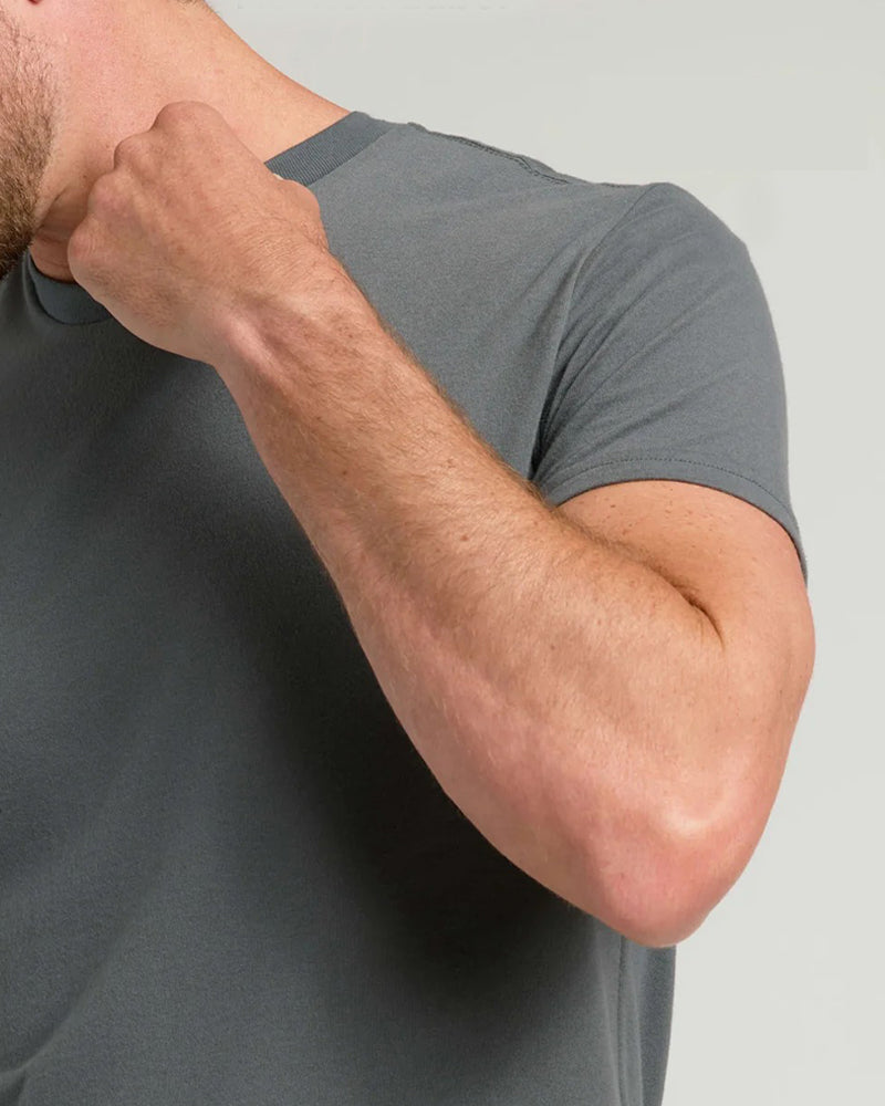 Top Herre Ensfarvet Kort Ærme