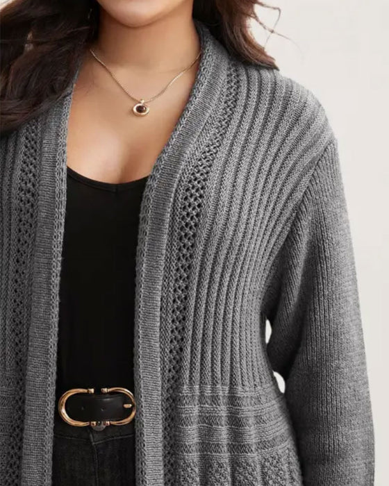 Cardigan Lang Ensfarvet Casual