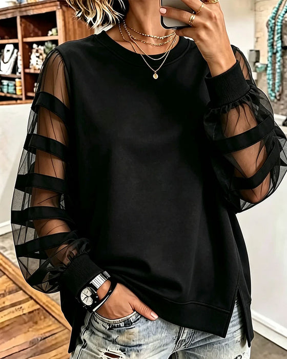Sweatshirt Rund Hals Slids Solid Farve Tyld
