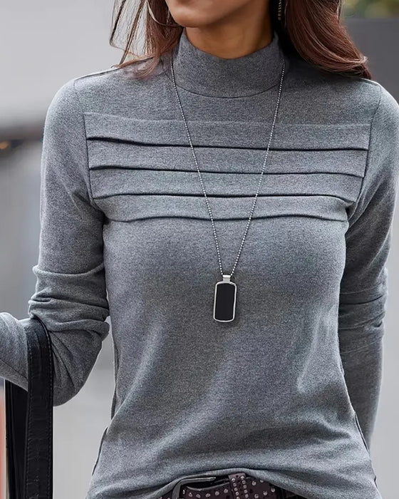 Top Slim Fit Plisseret Langærmet