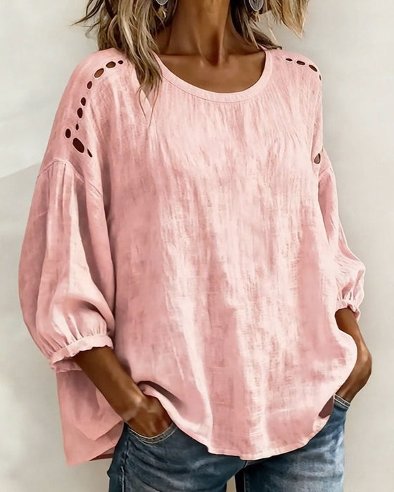 Bluse Udhullet 100% Bomuld