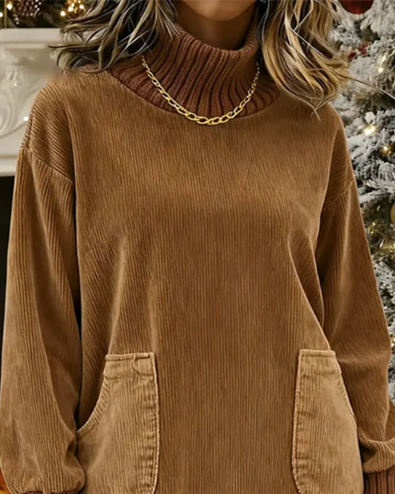 Retro Kjole Med Høj Hals Og Lange Ærmer