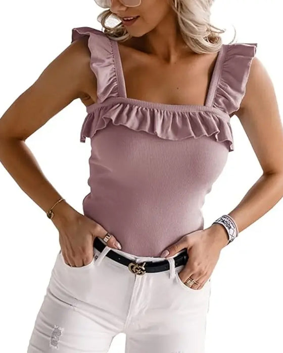 Cami Top Ruffle Kant Ribbet
