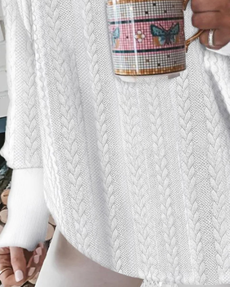 Sweatshirt V-Hals Løs Jacquard