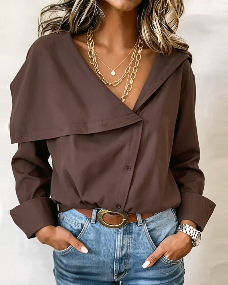 Bluse Dyb V Asymmetrisk Knap Slag