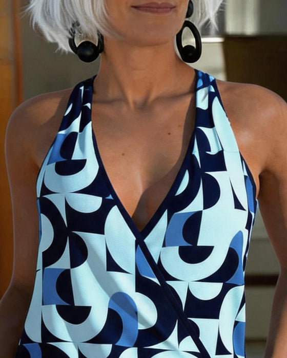 One-Piece Geometrisk Tryk Halter