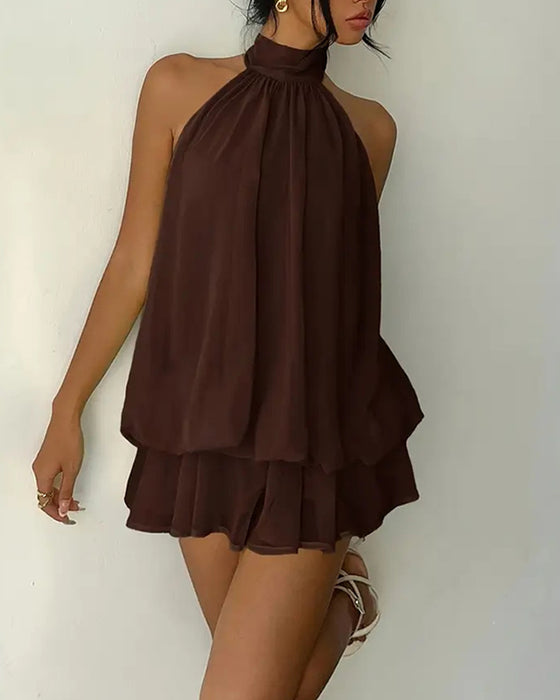 Kjole Halsstrop Chiffon Mini