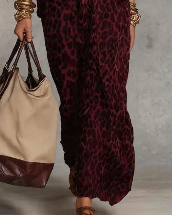 Kjole Trendy Leopard Flagermus Ærme