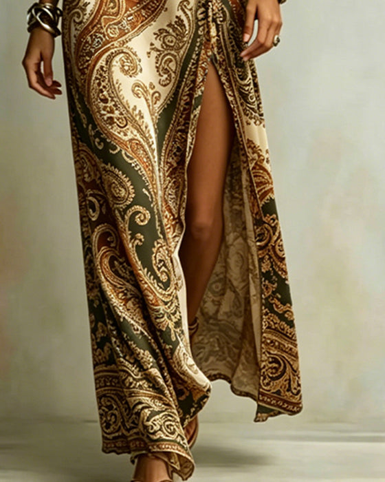 Kjole Paisley Enskulder Slips Slids Maxi