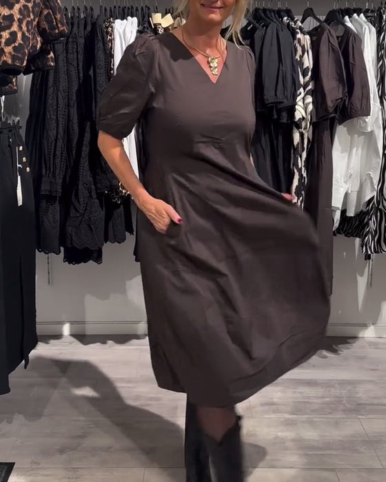 Kjole V-hals Lomme Casual