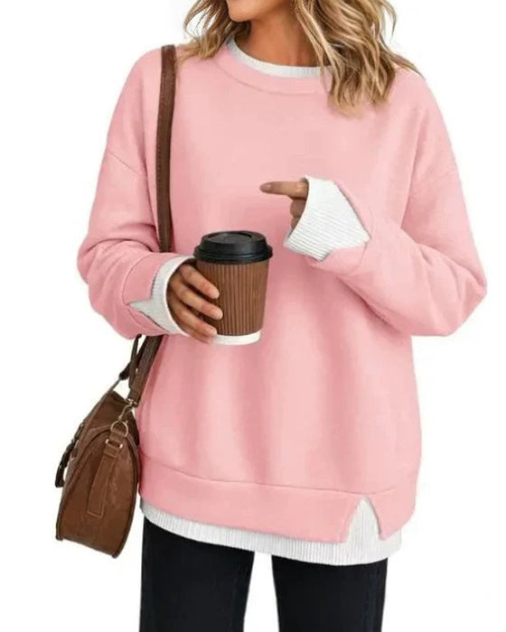 Sweatshirt Falsk Lagdelt Løs Lang Ærme