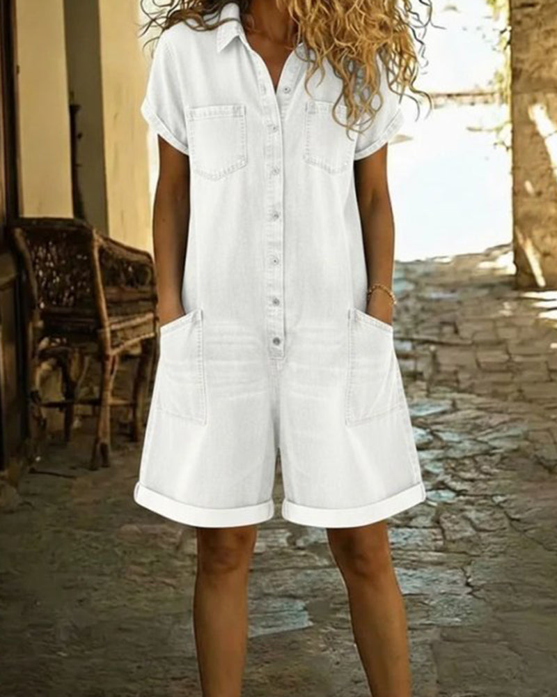 Kedeldragt Kort Ærme Denim