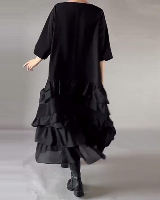 Kjole Med Rund Hals Og Dobbelt Lag