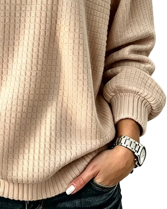 Sweatshirt Rund Hals Knap Solid