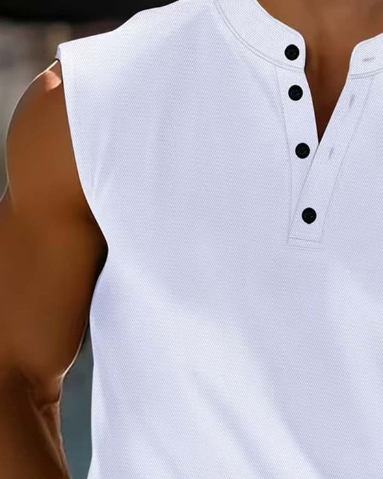 Tanktop Mænd Henley Ensfarvet Sport