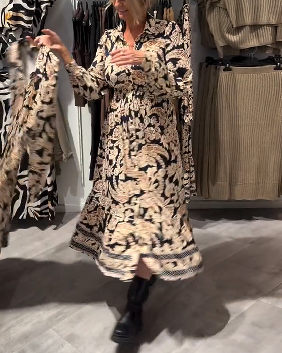 Modekjole Med Reverskrave Og Print