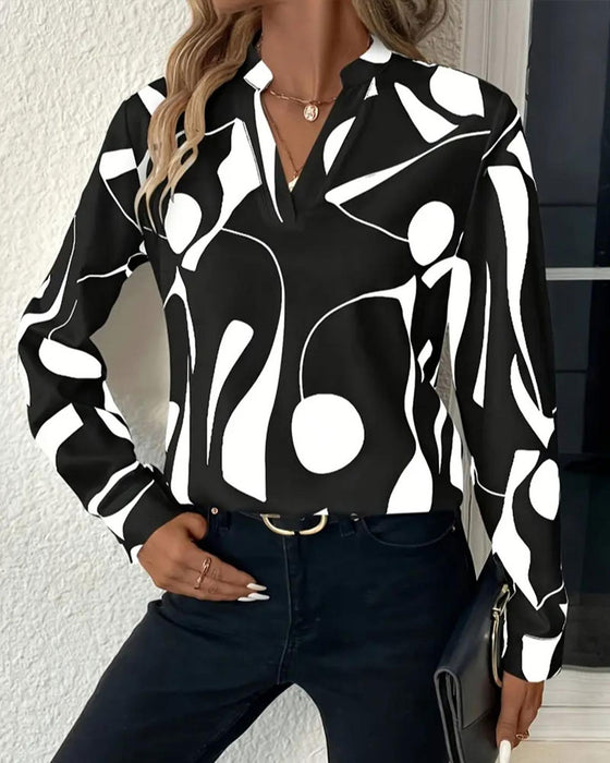 Bluse Abstrakt Geometrisk Tryk