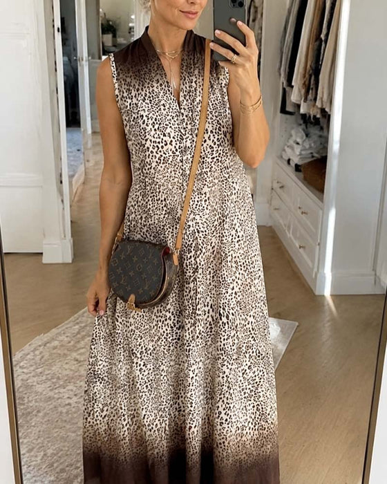Kjole Ærmeløs Gradient Leopard