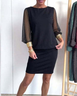 Kjole Tüll Farvekontrast Langærmed