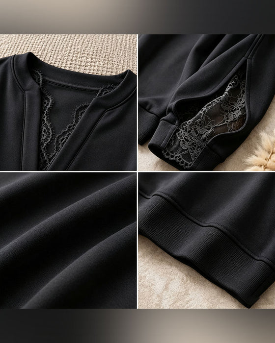 Sweatshirt V-Hals Slids Blonde Patchwork