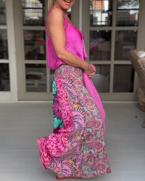 Bredbenede bukser i lagdelt design