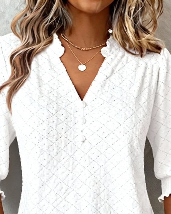 Topp V-Hals Argyle Kortærmet