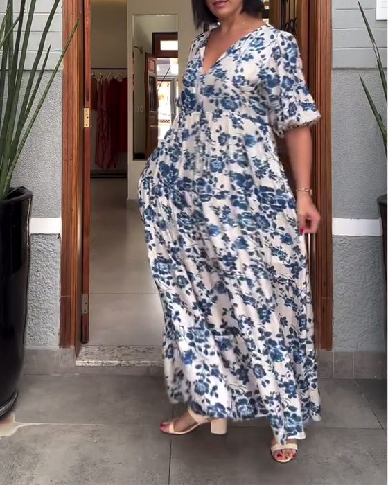 Kjole Kortærmet Blomsterprint