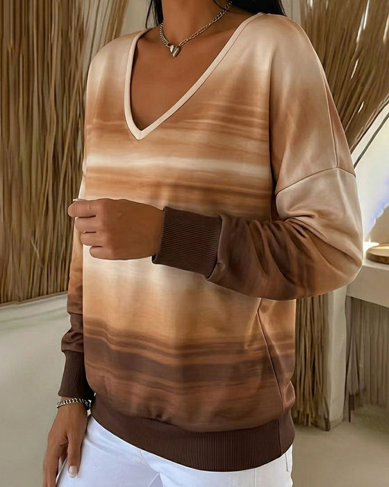 Sweatshirts V-Hals Lang Ærme Ombre