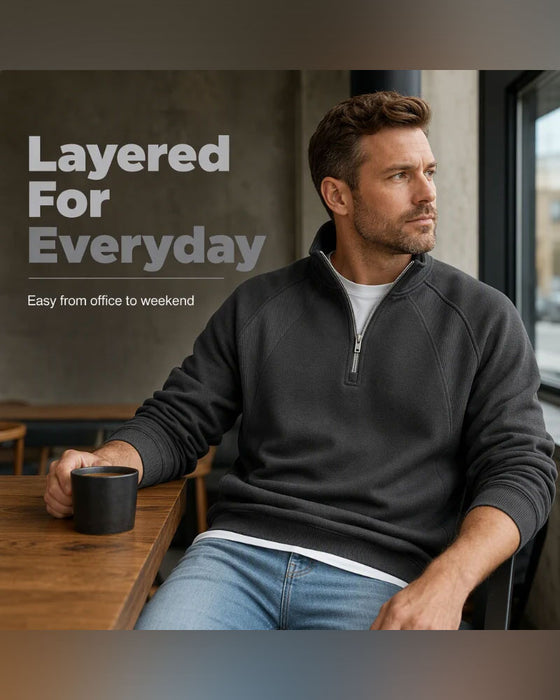 Sweatshirt Halv Zip Ståkrave