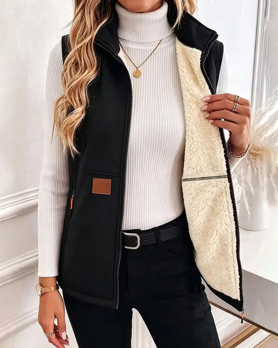 Cardigan Polstret Polar Fleece Åben Foran