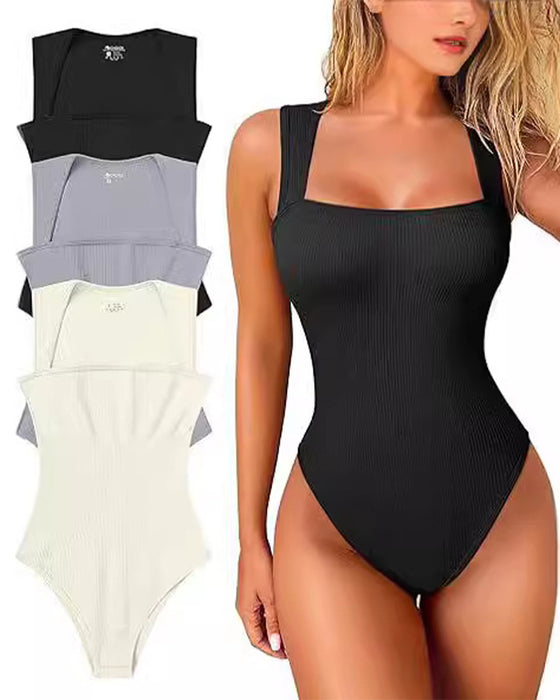 Ensfarvet bodysuit uden ærmer