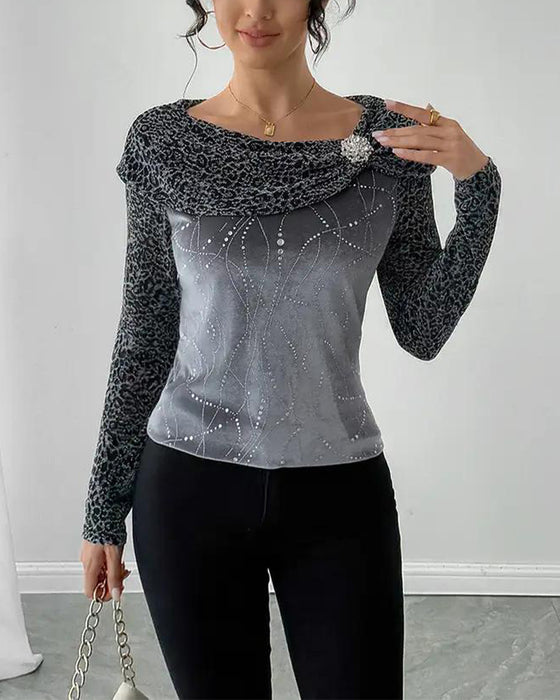 Langærmet Top Med Leopardprint