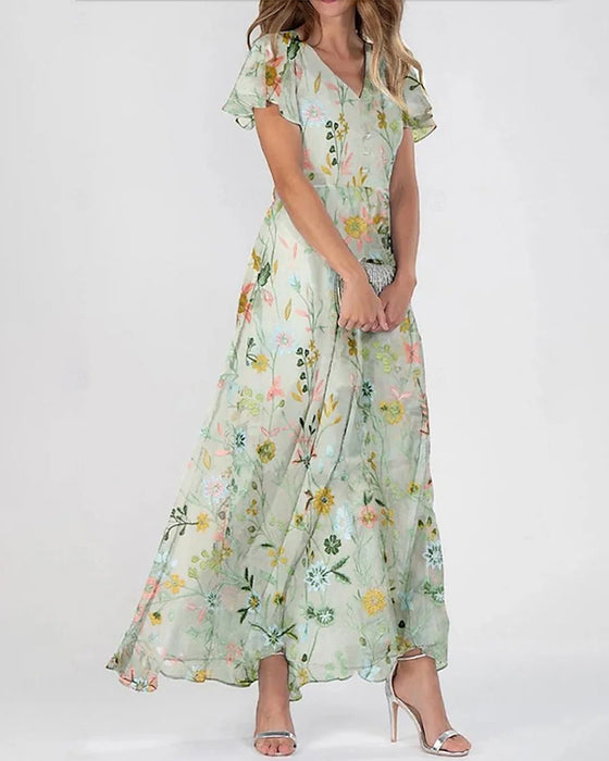 Kjole Ruffle Blomstret Tryk