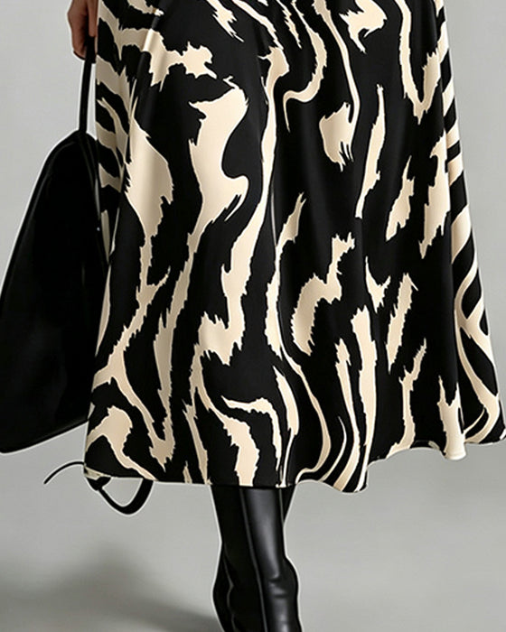 Kjole Patchwork Zebra Lang Ærme