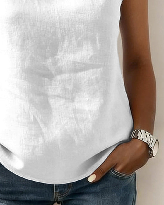 Bluse Kravleløs Ærmeløs Elegant