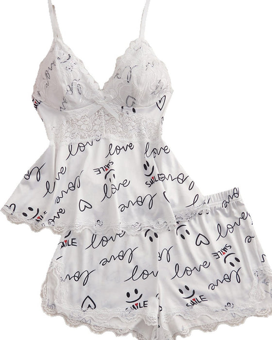 Sæt Blonde Patchwork Sexet Pyjamas