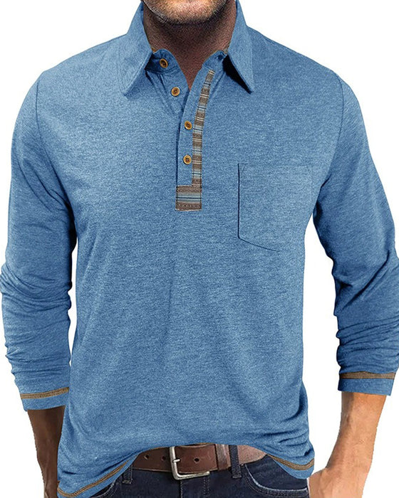 Bluse Herre Knap Revers Polo