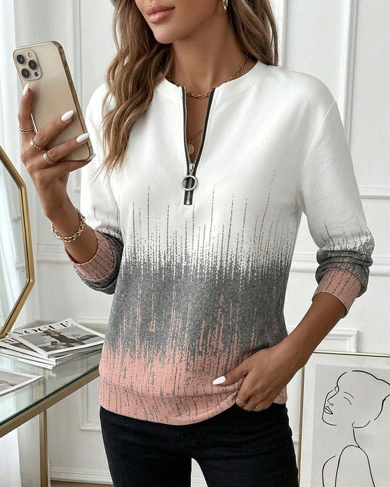 Sweatshirt Halv Lås Gradient Lang Ærme