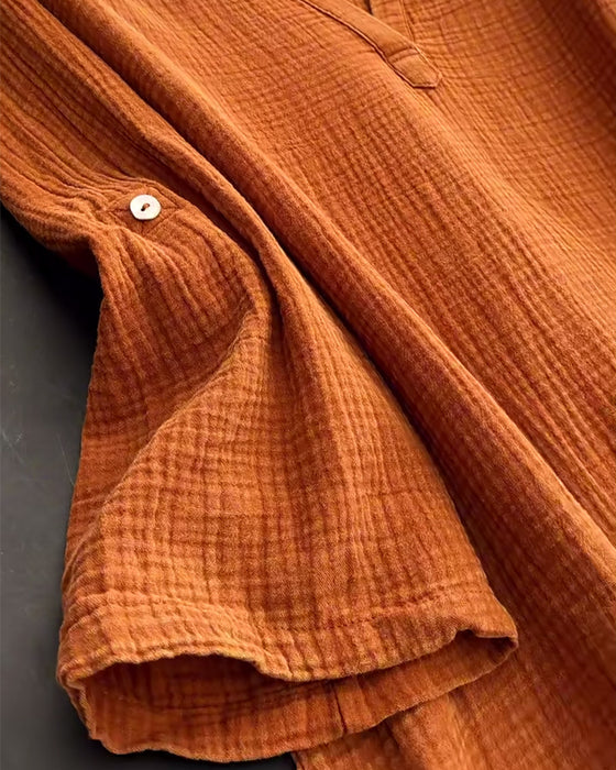 Kjole Langærmet Ensfarvet Enkel Krave