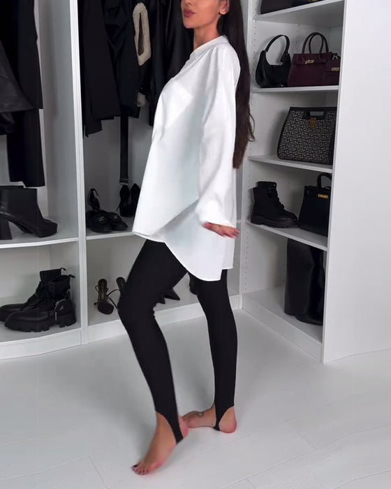 Ensfarvede Leggings Med Ankelstropper