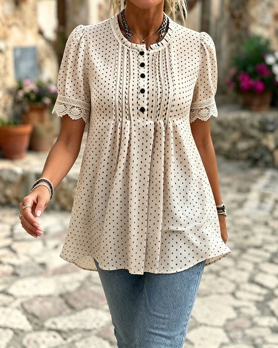 Bluse Bobble Ærme Polka Dot