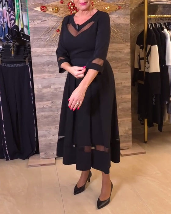 Kjole mode v-hals mesh syninger