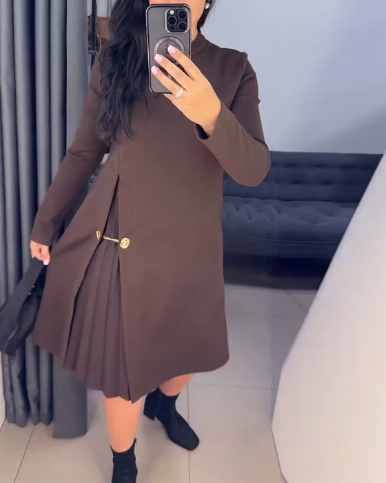 Elegant Kjole Med Malet Patchwork