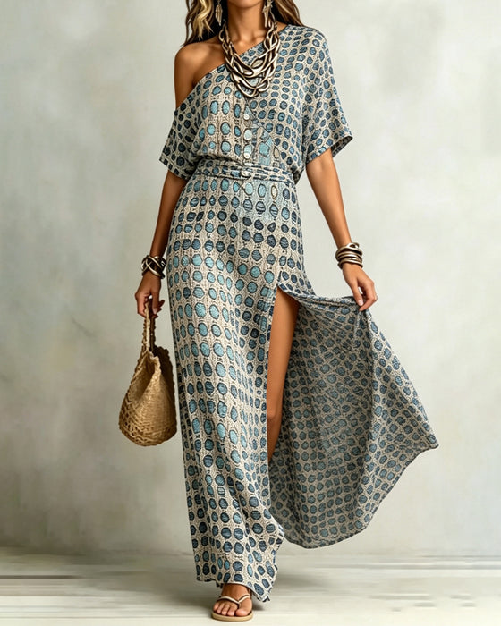 Kjole Off-Shoulder Polka Dot Slids