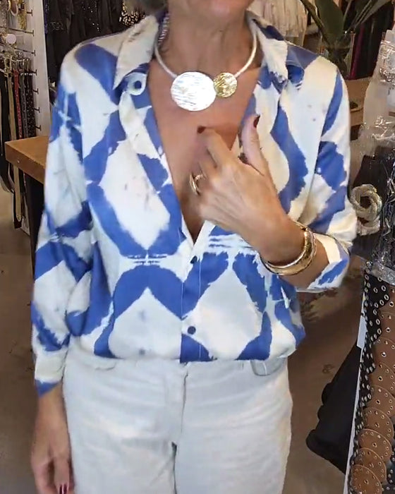 Langærmet skjorte med print