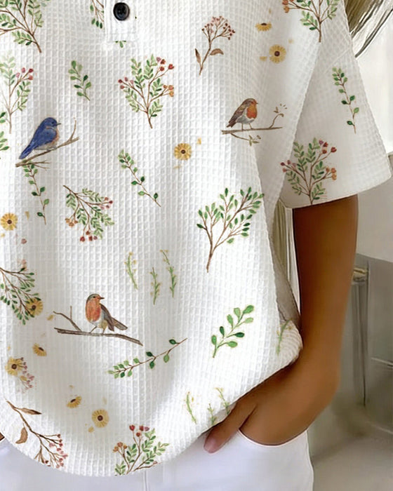 T-Shirt Rund Hals Knap Vaffel